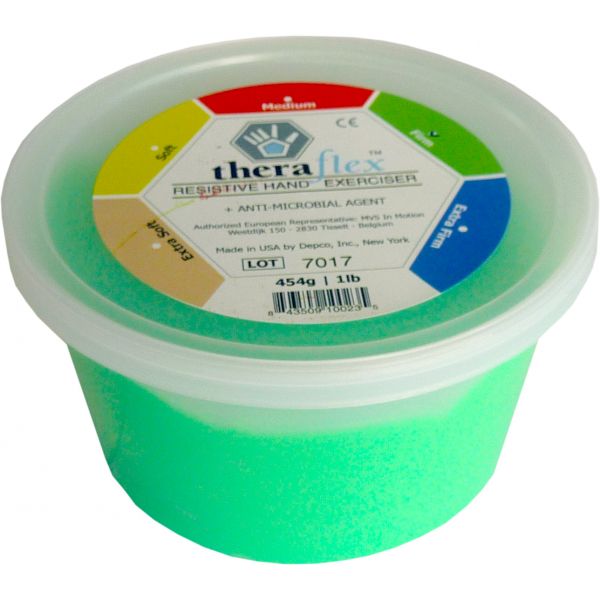 THERAFLEX PUTTY -Masilla 454 gr. -Ejercitador de dedos-mano, resistencia Firme -color verde
