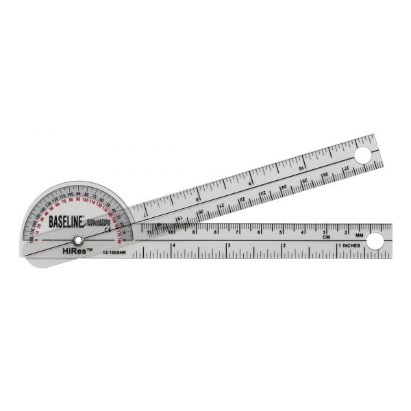 Goniómetro de plástico de bolsillo (paciente) Cabeza HiRes® de 180° 15 cm - BASELINE®